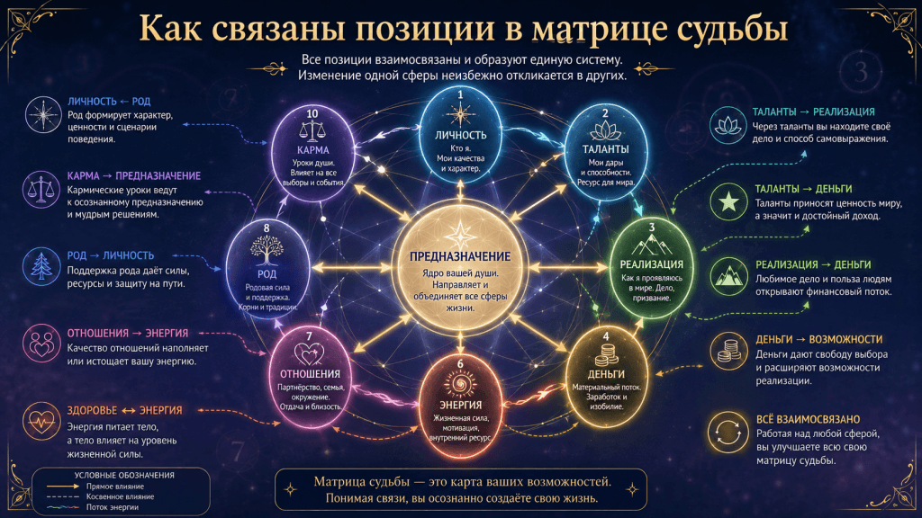связь позиций в матрице