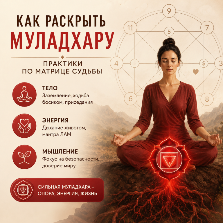 Как раскрыть муладхару: практики по матрице судьбы