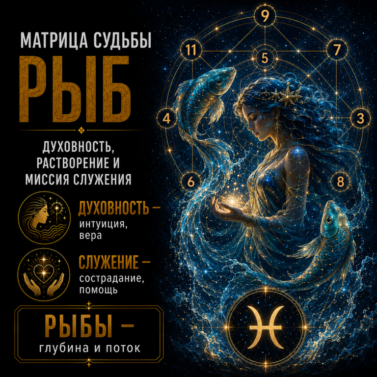Матрица судьбы Рыб: духовность, растворение и миссия служения