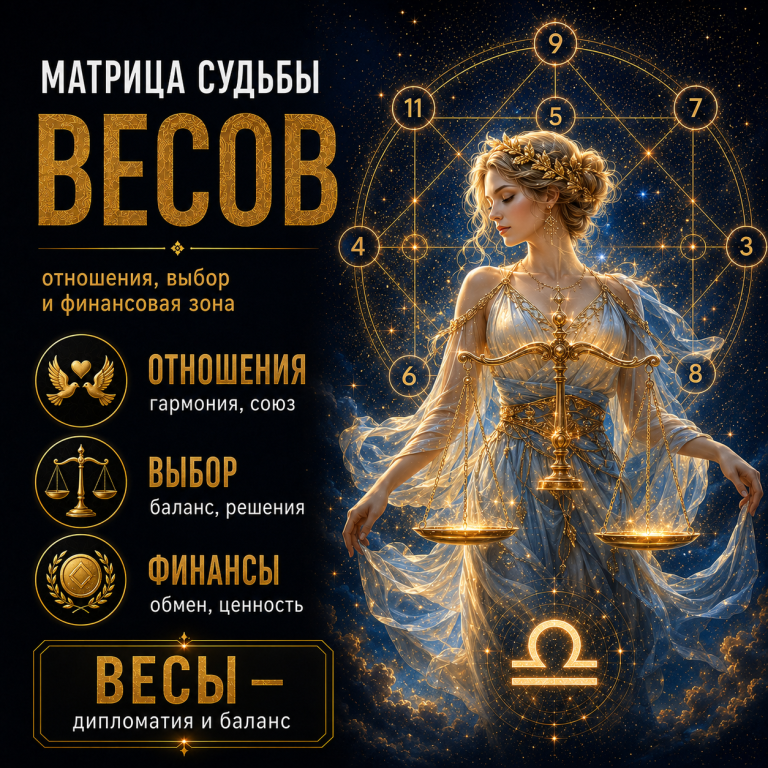 Матрица судьбы Весов: отношения, выбор и финансовая зона