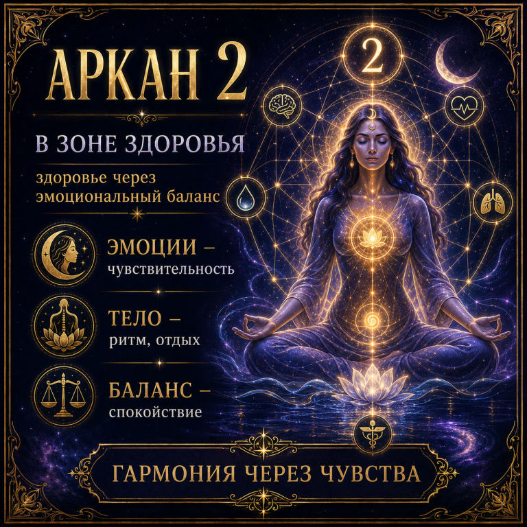 Аркан 2 в зоне здоровья матрицы судьбы: здоровье через эмоциональный баланс