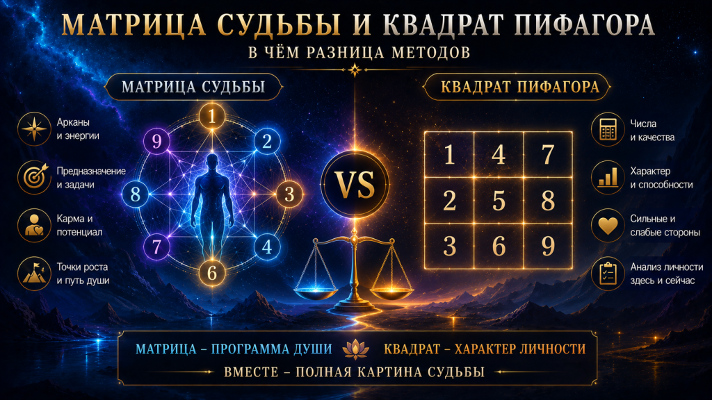Матрица судьбы и квадрат Пифагора