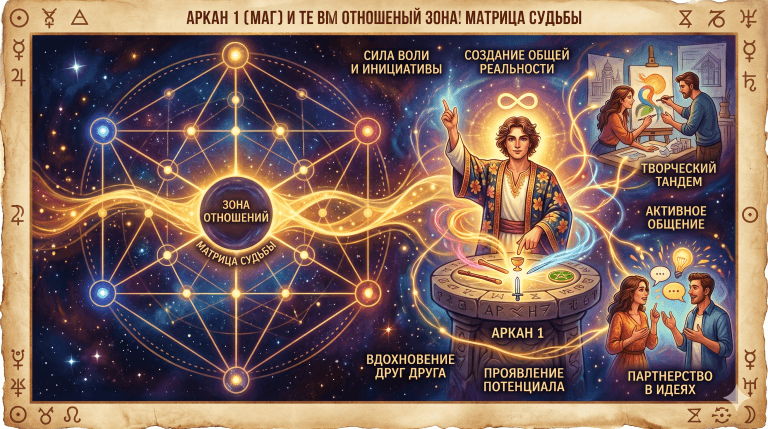 Аркан 1 в зоне отношений матрицы судьбы: как энергия Мага формирует лидерство в паре