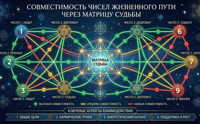 Совместимость чисел жизненного пути через матрицу судьбы: как арканы объясняют притяжение