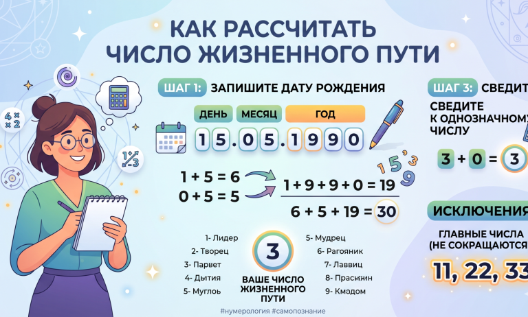 Как рассчитать число жизненного пути и найти свой аркан в матрице судьбы