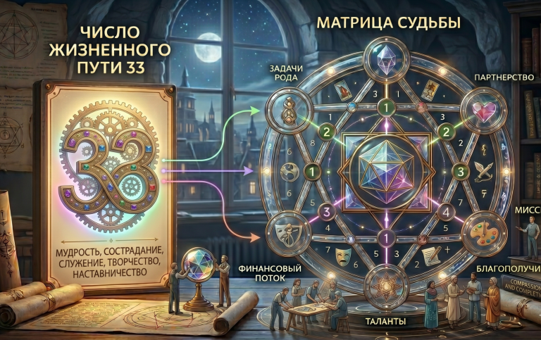 Число жизненного пути 33 и матрица судьбы: высшая миссия учителя через арканы