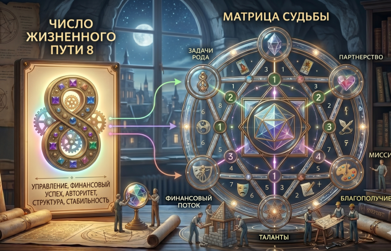 Число жизненного пути 8 и матрица судьбы: финансовая зона и аркан власти