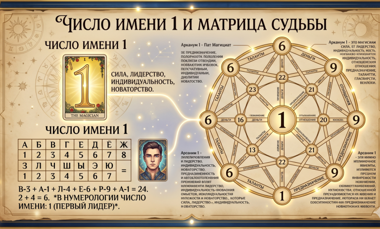 Число имени 1 и матрица судьбы: как имя усиливает или гасит аркан лидера