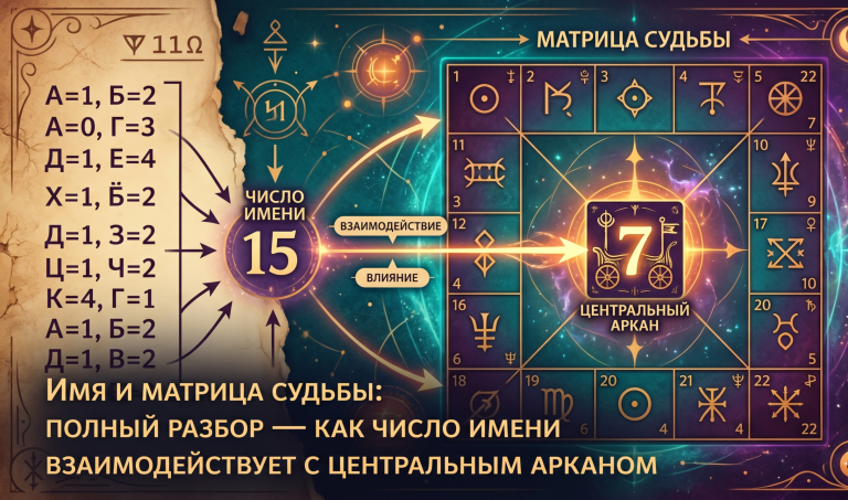 Имя и матрица судьбы: полный разбор — как число имени взаимодействует с центральным арканом