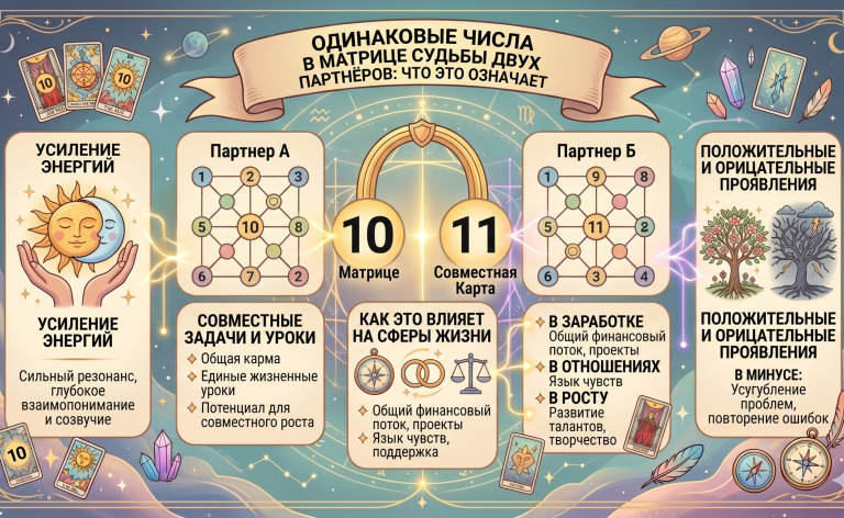 Одинаковые числа в матрице судьбы двух партнёров: что это означает