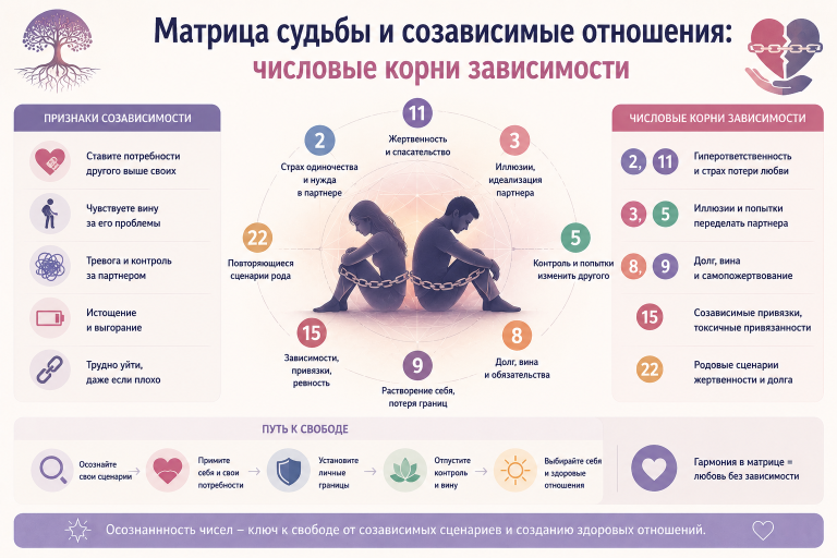 Матрица судьбы и созависимые отношения: числовые корни зависимости