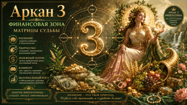 Аркан 3 в финансовой зоне матрицы судьбы: доход через творчество