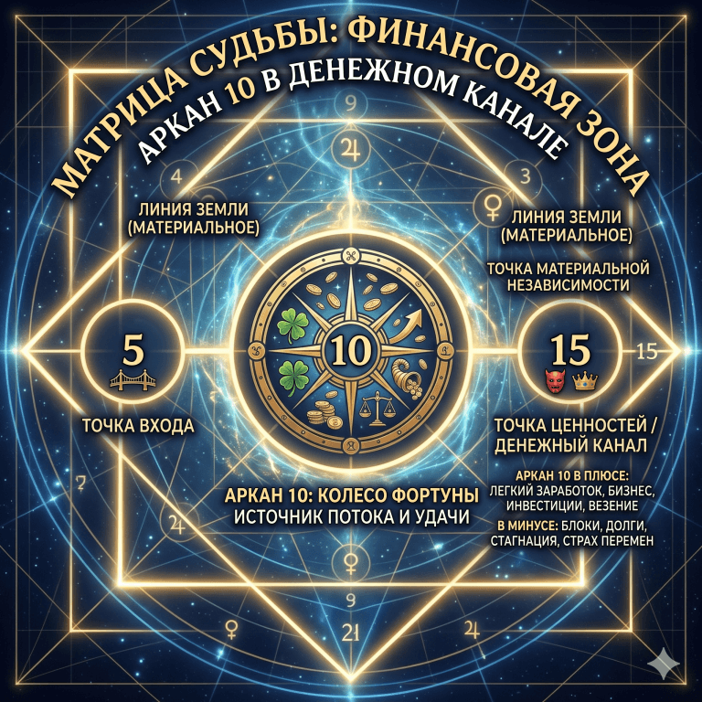 Аркан 10 в финансовой зоне матрицы судьбы: цикличность в доходах