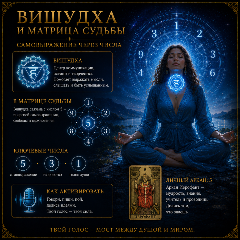 Вишудха и матрица судьбы: самовыражение через числа