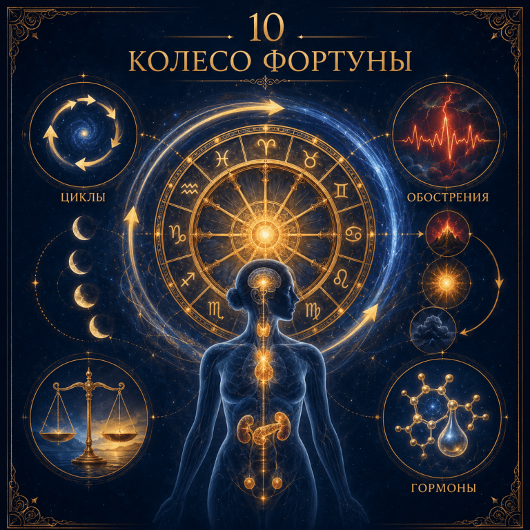 Аркан 10 Колесо Фортуны в зоне здоровья матрицы судьбы: циклы обострений и гормональный фон