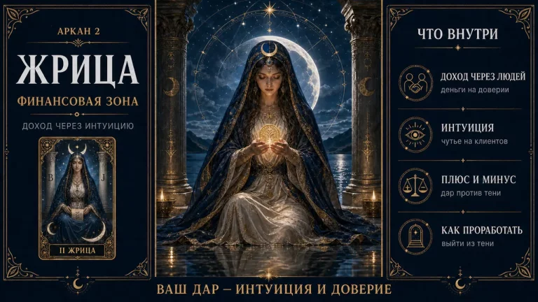 Аркан 2 Жрица в финансовой зоне матрицы судьбы: доход через интуицию и работу с людьми