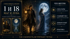 Совместимость арканов 1 и 18 в матрице судьбы: мужчина с фонарём и женщина под полной луной