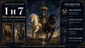Инфографика совместимость арканов 1 и 7 в матрице судьбы, Маг и Колесница