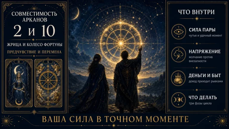 Совместимость арканов 2 и 10 в матрице судьбы, Жрица и Колесо Фортуны