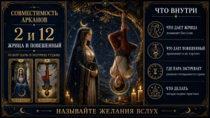 Совместимость арканов 2 и 12 в матрице судьбы, Жрица и Повешенный