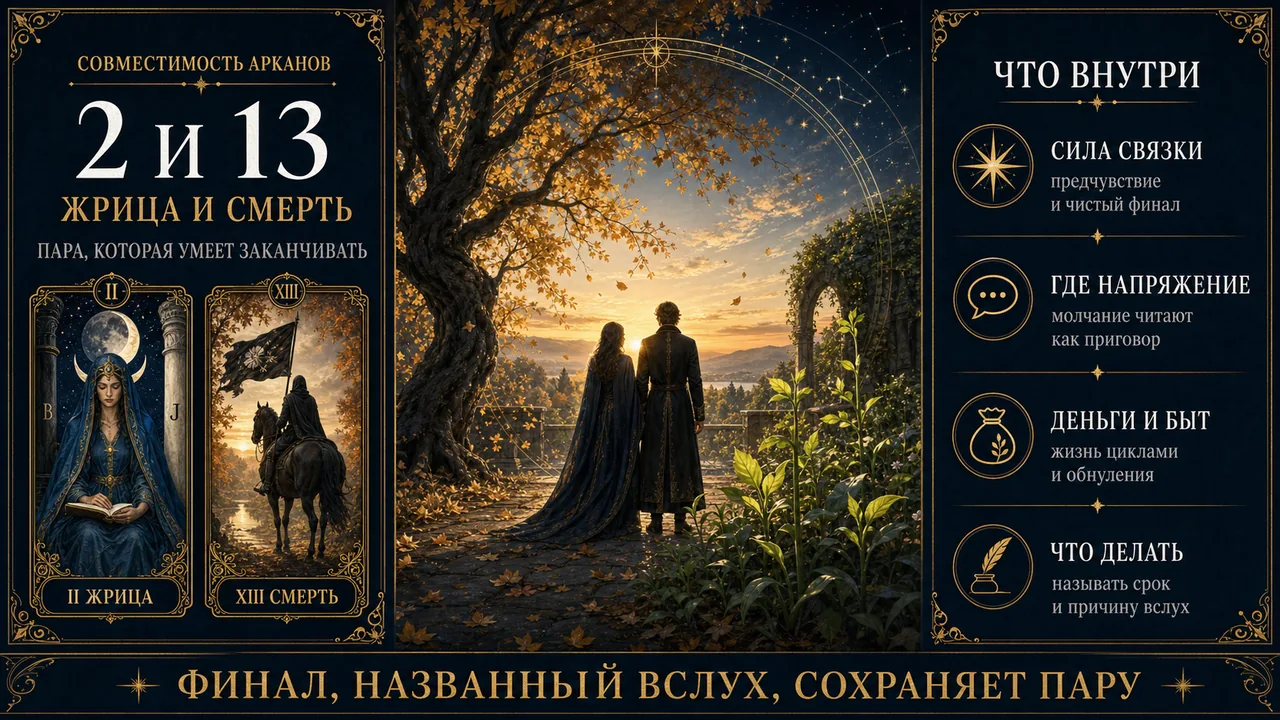 Совместимость арканов 2 и 13 в матрице судьбы, Жрица и Смерть