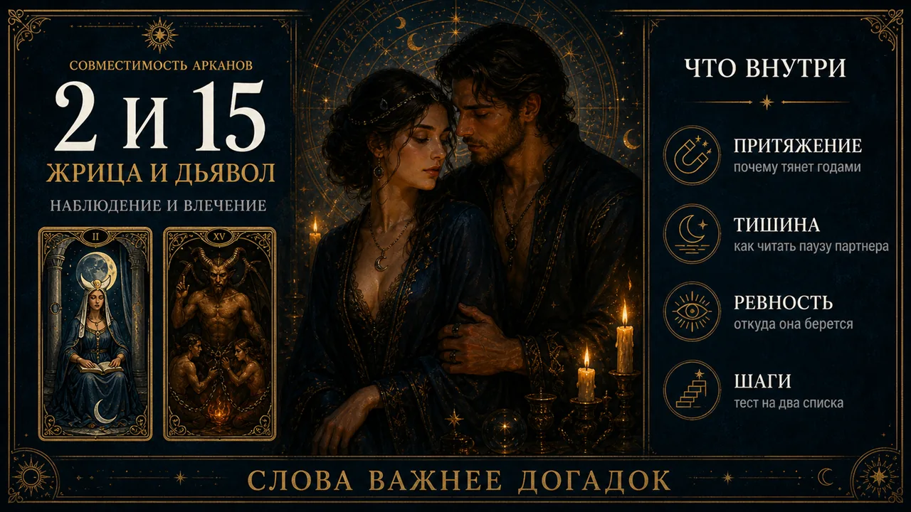 Совместимость арканов 2 и 15 в матрице судьбы, Жрица и Дьявол
