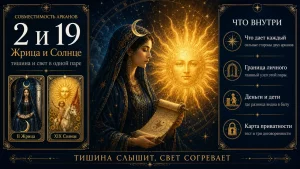 Совместимость арканов 2 и 19 в матрице судьбы, Жрица и Солнце