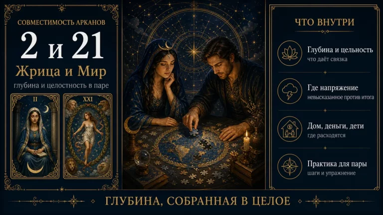 Совместимость арканов 2 и 21 в матрице судьбы: Жрица и Мир