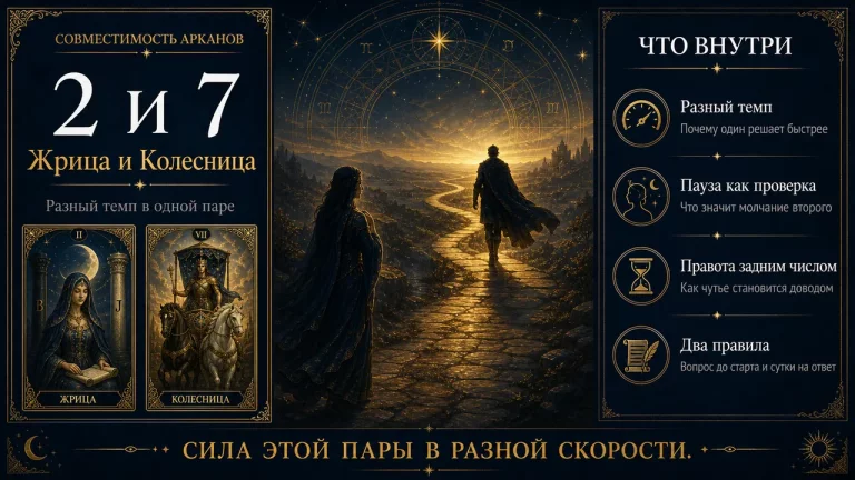 Совместимость арканов 2 и 7 в матрице судьбы: Жрица и Колесница