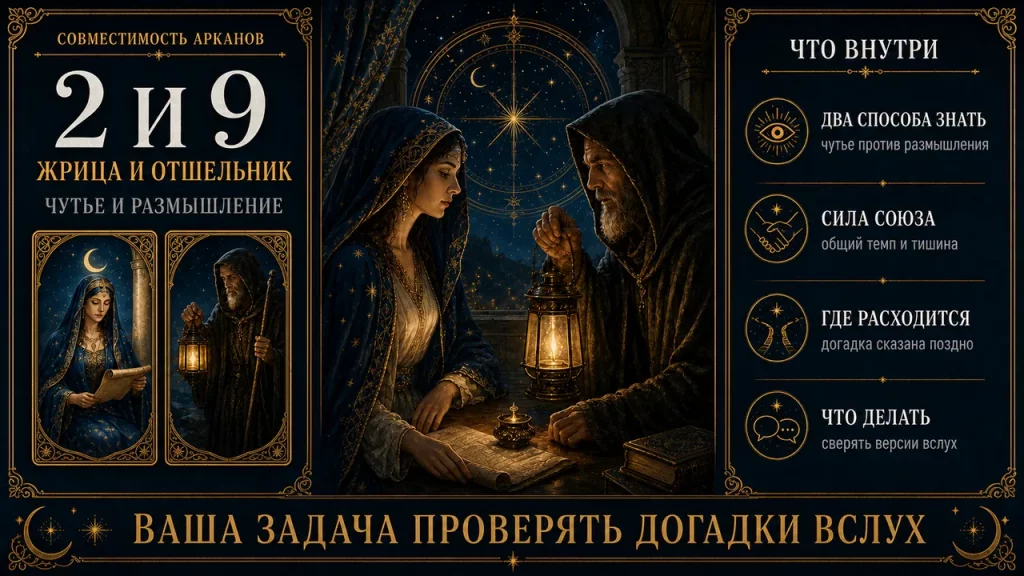 Совместимость арканов 2 и 9 в матрице судьбы: Жрица и Отшельник