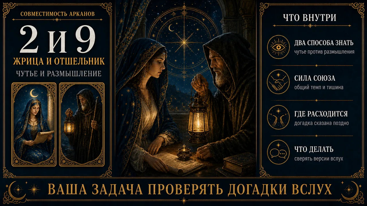 Совместимость арканов 2 и 9: Жрица и Отшельник, о чём эта пара