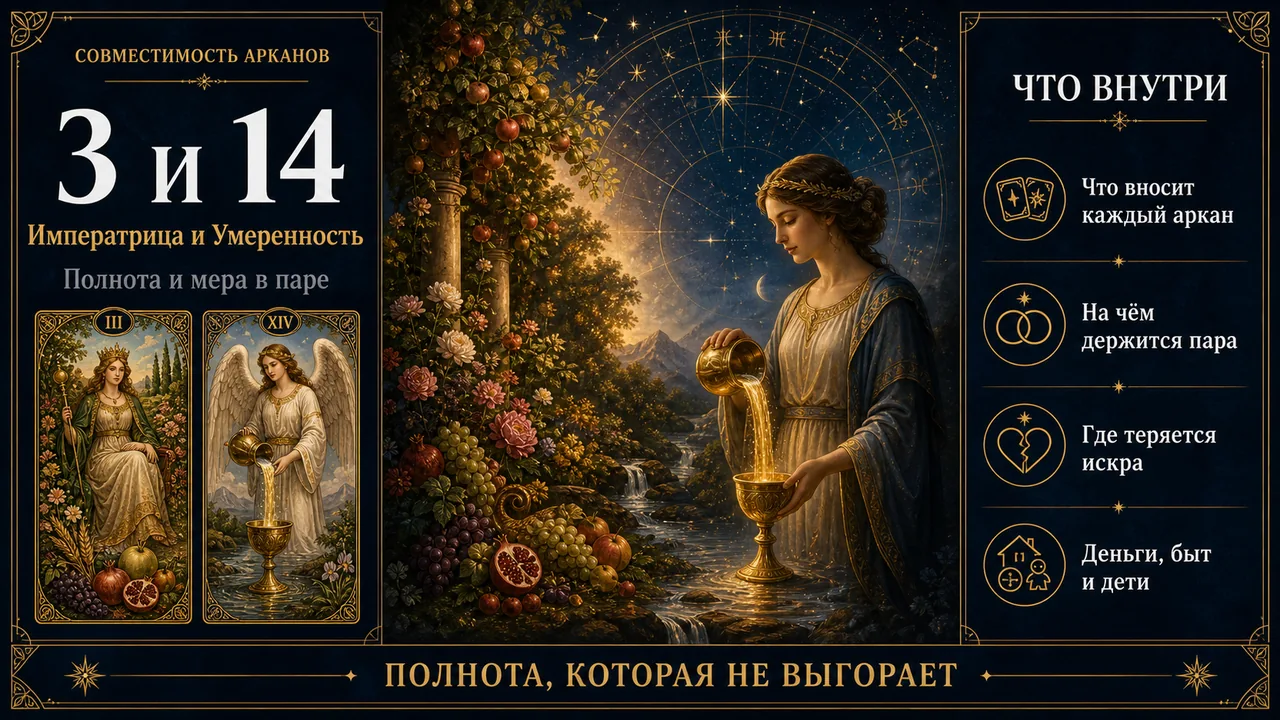 Совместимость арканов 3 и 14 в матрице судьбы: Императрица и Умеренность