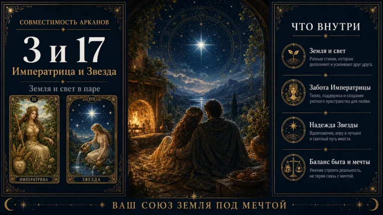 Инфографика: совместимость арканов 3 и 17 в матрице судьбы, Императрица и Звезда