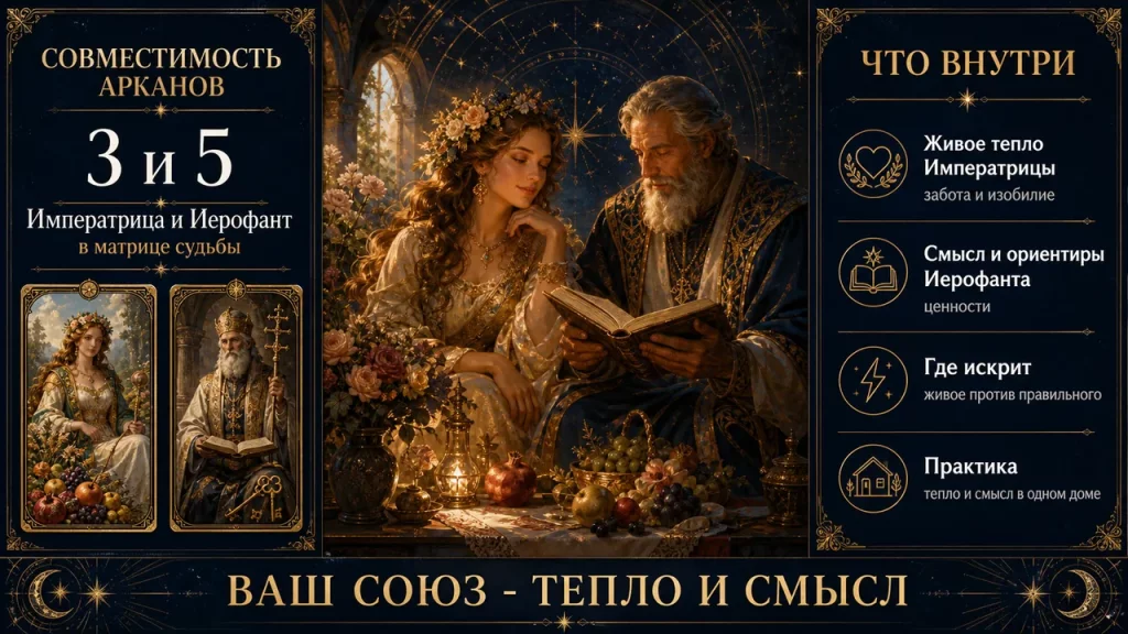 Совместимость арканов 3 и 5 в матрице судьбы: Императрица и Иерофант