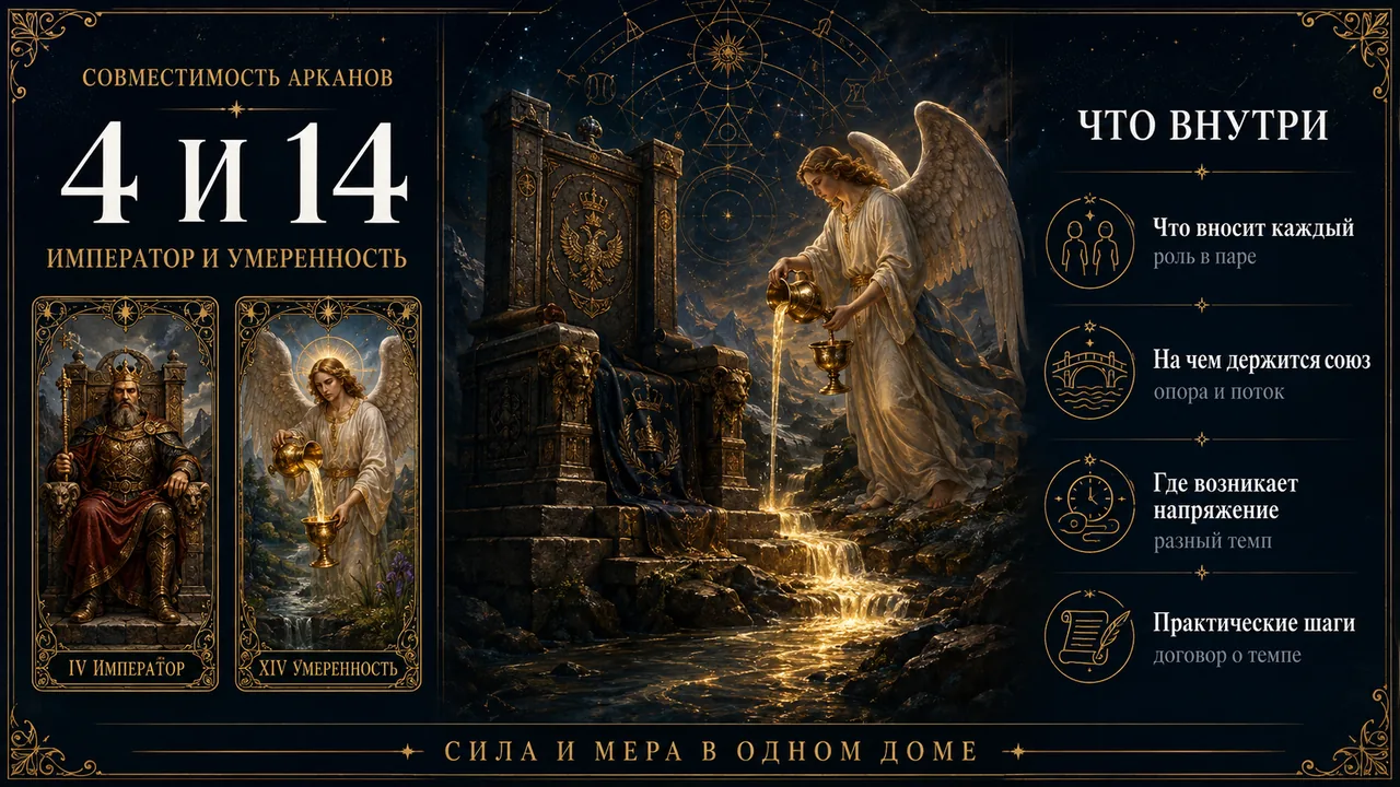 Совместимость арканов 4 и 14 в матрице судьбы: Император и Умеренность