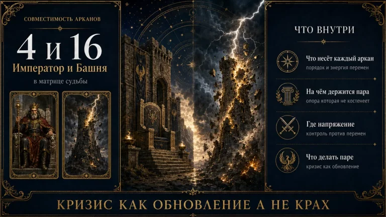 Совместимость арканов 4 и 16 в матрице судьбы: Император и Башня
