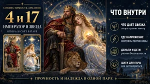 Инфографика: совместимость арканов 4 и 17 в матрице судьбы, Император и Звезда