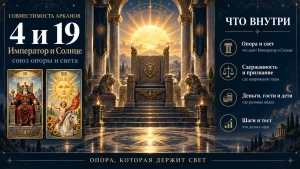 Инфографика: совместимость арканов 4 и 19 в матрице судьбы, Император и Солнце