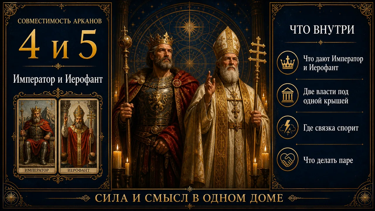 Совместимость арканов 4 и 5 в матрице судьбы: Император и Иерофант