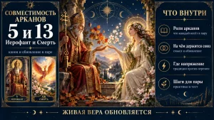 Совместимость арканов 5 и 13: Иерофант и Смерть в паре, инфографика