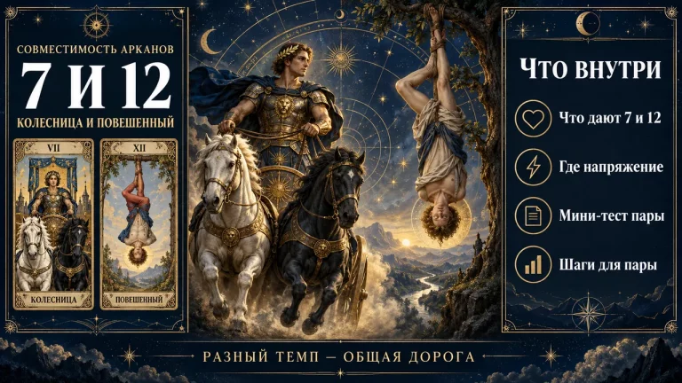 Совместимость арканов 7 и 12: Колесница и Повешенный, о чём эта пара