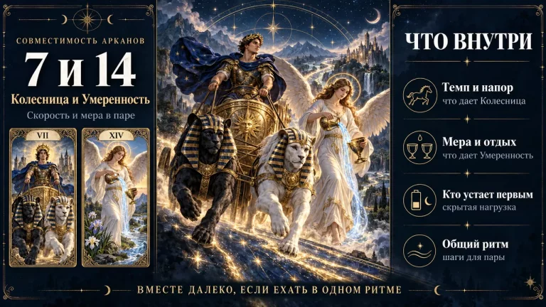 Совместимость арканов 7 и 14: Колесница и Умеренность, о чем эта пара