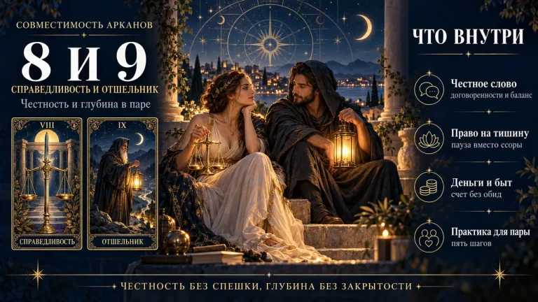 Совместимость арканов 8 и 9: Справедливость и Отшельник, что внутри разбора пары