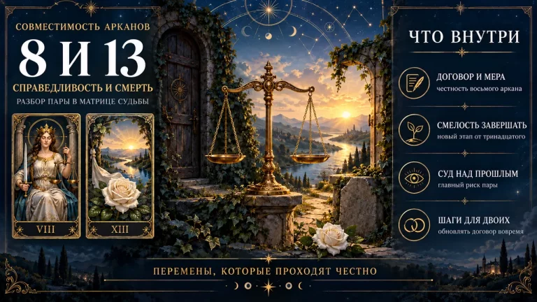 Совместимость арканов 8 и 13 в матрице судьбы: Справедливость и Смерть